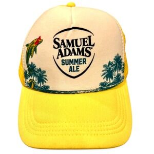 Samuel Adams Summer Ale Foam Trucker Hat Strap Back One Yellow Mesh Beachwear GA
